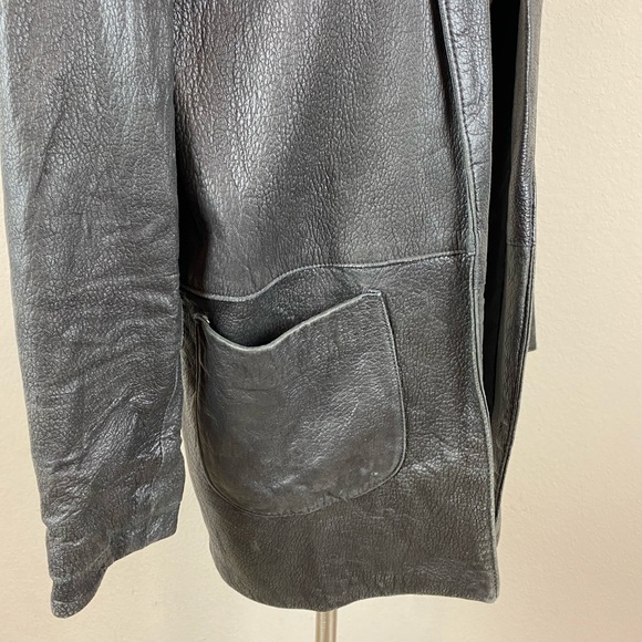 Vintage Black Leather Coat - Picture 6 of 7